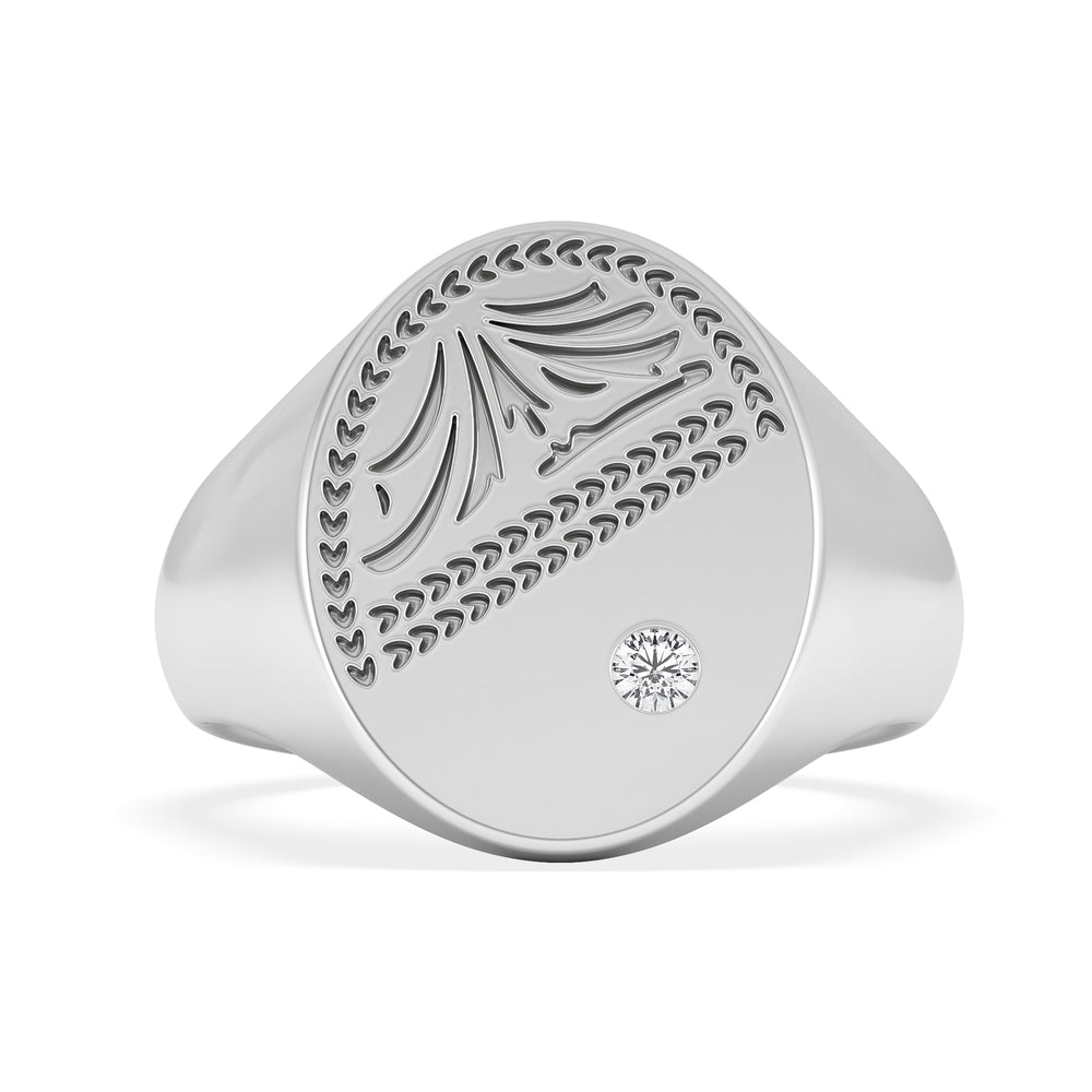 Crest 0.03ct Lab Diamond Men's Oval Signet Ring in Sterling Silver
