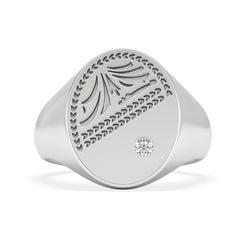 Crest 0.03ct Lab Diamond Men's Oval Signet Ring in Sterling Silver