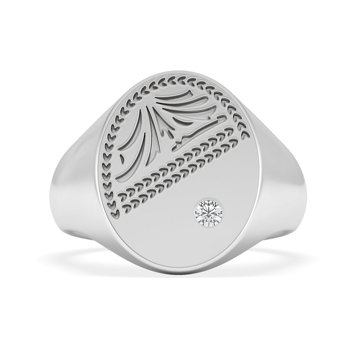 Crest 0.03ct Lab Diamond Men's Oval Signet Ring in Sterling Silver