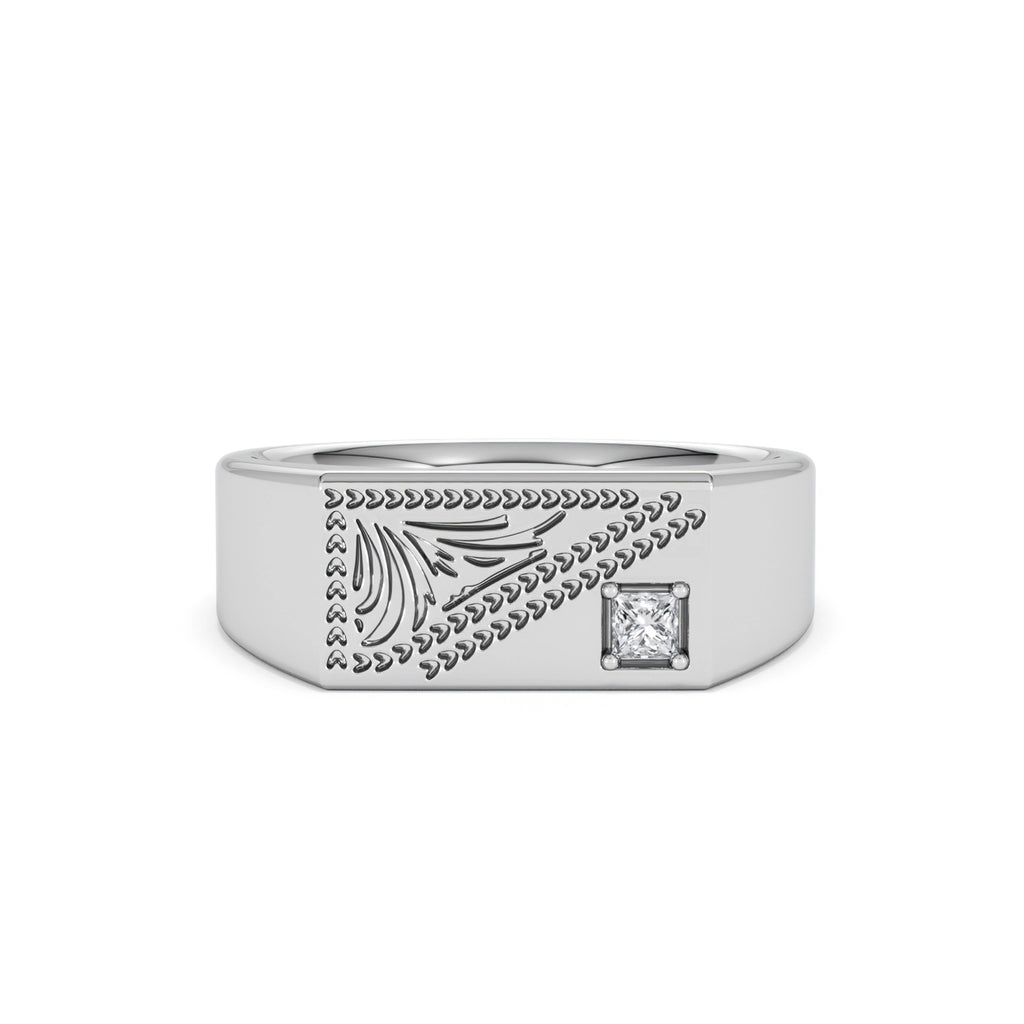 Crest 0.03ct Lab Diamond Men's Rectangle Signet Ring in Sterling Silver