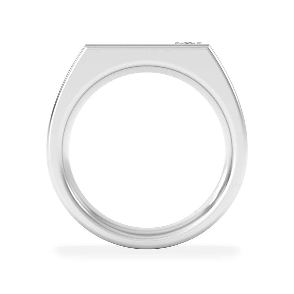 Crest 0.03ct Lab Diamond Men's Rectangle Signet Ring in Sterling Silver