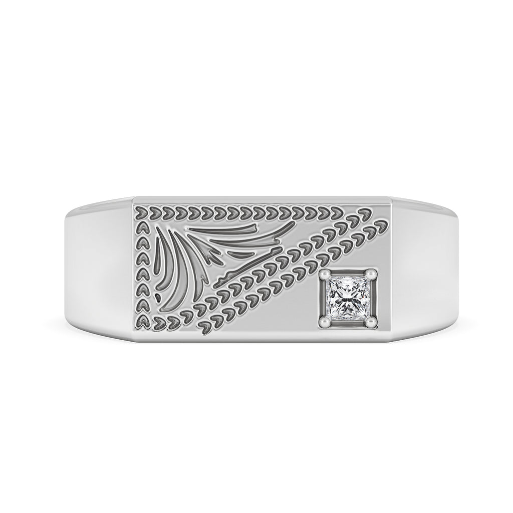 Crest 0.03ct Lab Diamond Men's Rectangle Signet Ring in Sterling Silver