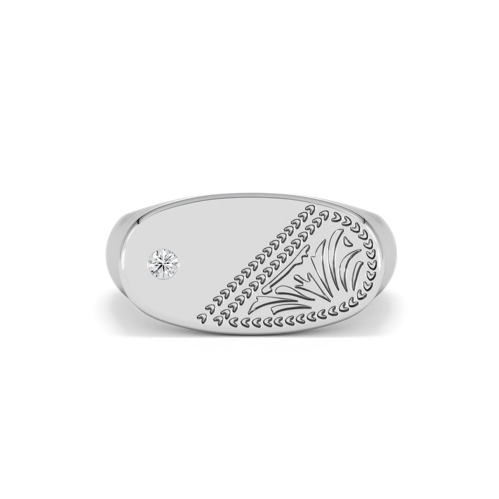 Crest 0.03ct Lab Diamond Men's Oblong Signet Ring in Sterling Silver