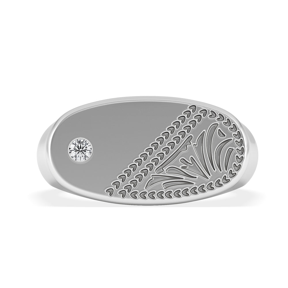 Crest 0.03ct Lab Diamond Men's Oblong Signet Ring in Sterling Silver