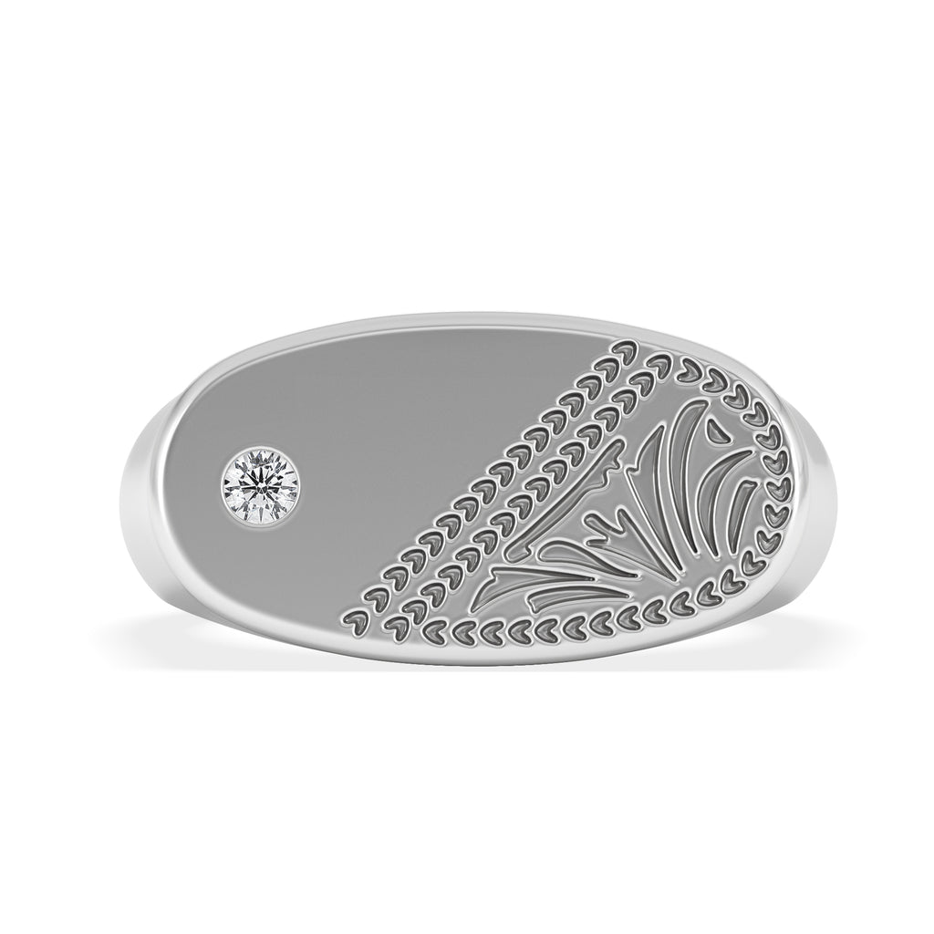 Crest 0.03ct Lab Diamond Men's Oblong Signet Ring in Sterling Silver