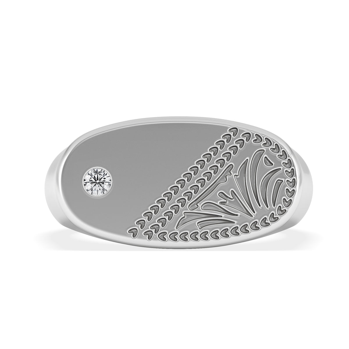 Crest 0.03ct Lab Diamond Men's Oblong Signet Ring in Sterling Silver