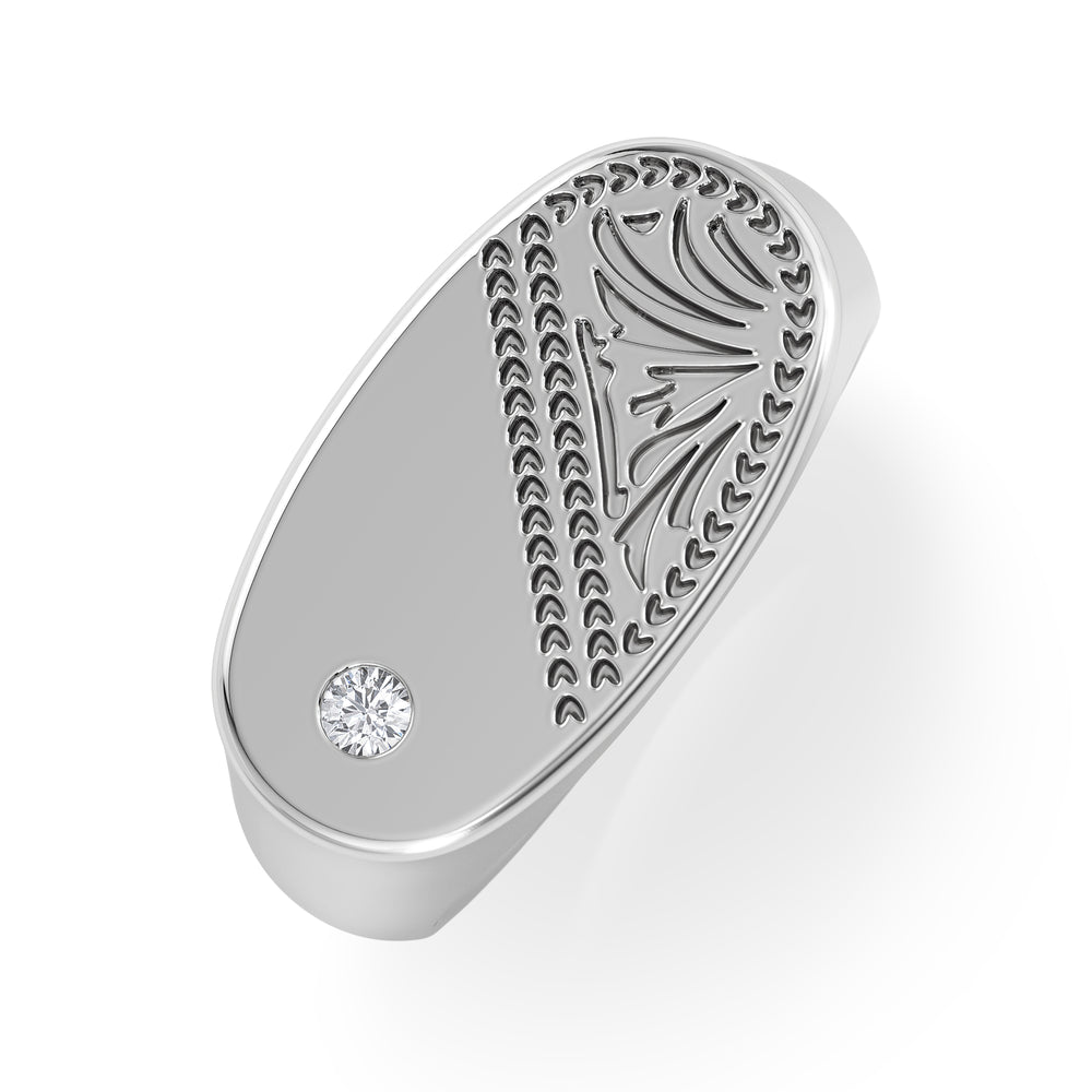 Crest 0.03ct Lab Diamond Men's Oblong Signet Ring in Sterling Silver