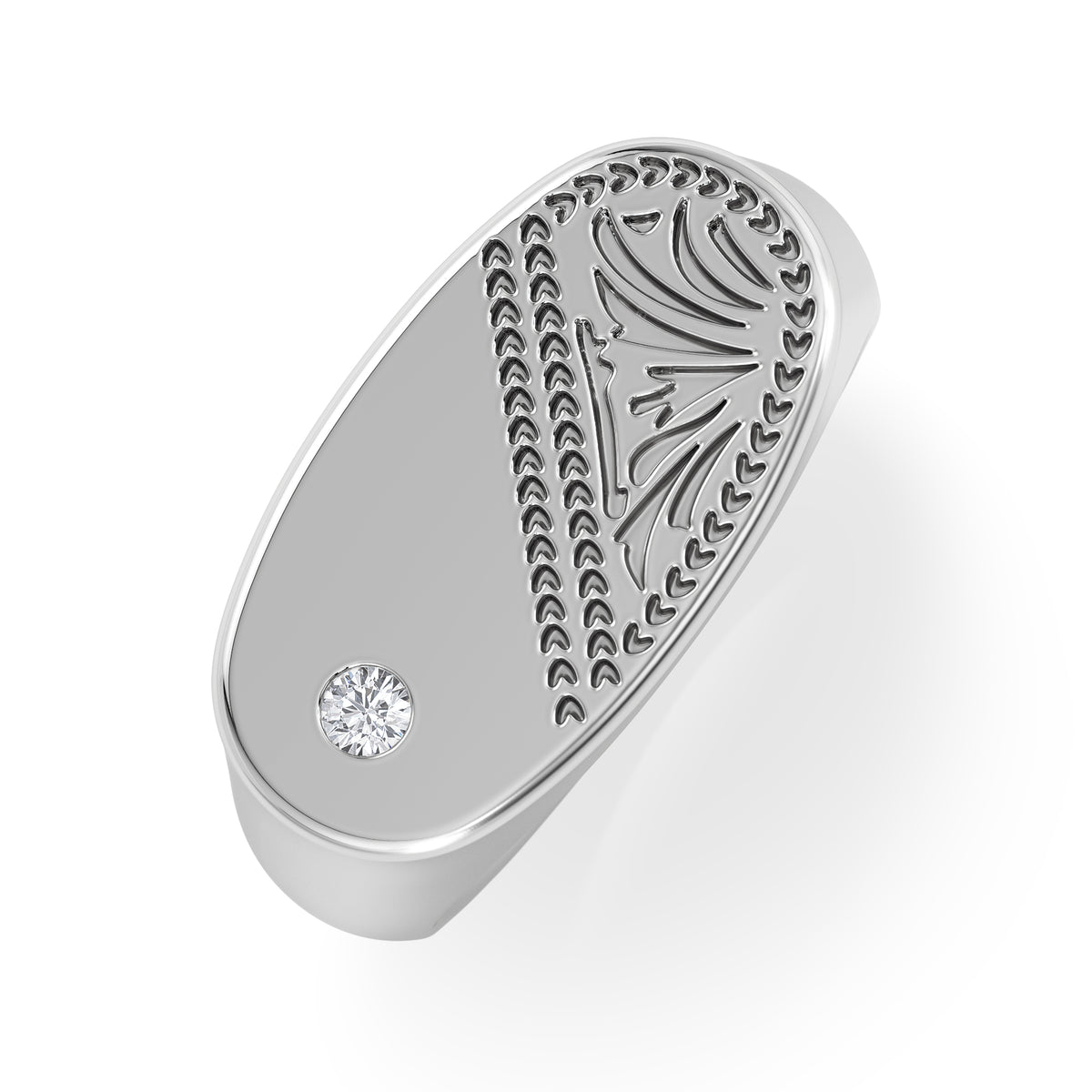 Crest 0.03ct Lab Diamond Men's Oblong Signet Ring in Sterling Silver