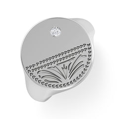 Crest 0.03ct Lab Diamond Men's Round Signet Ring in Sterling Silver