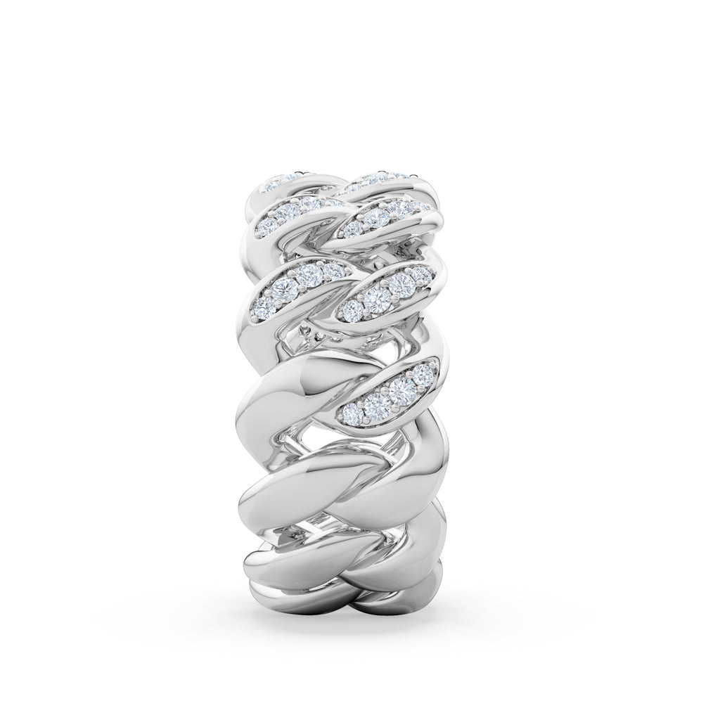 Havana Men’s 0.35ct Lab Diamond Cuban Link Ring in Sterling Silver