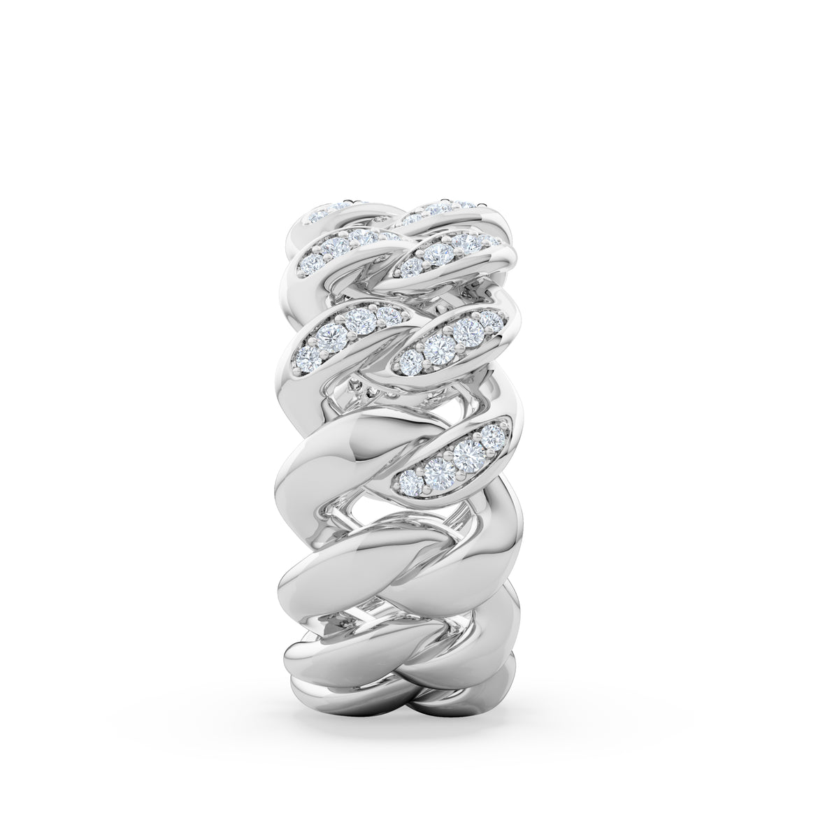 Havana Men’s 0.35ct Lab Diamond Cuban Link Ring in Sterling Silver