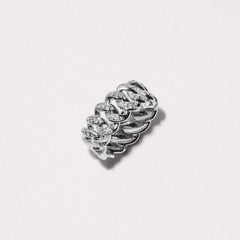 Havana Men’s 0.35ct Lab Diamond Cuban Link Ring in Sterling Silver
