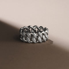 Havana Men’s 0.35ct Lab Diamond Cuban Link Ring in Sterling Silver