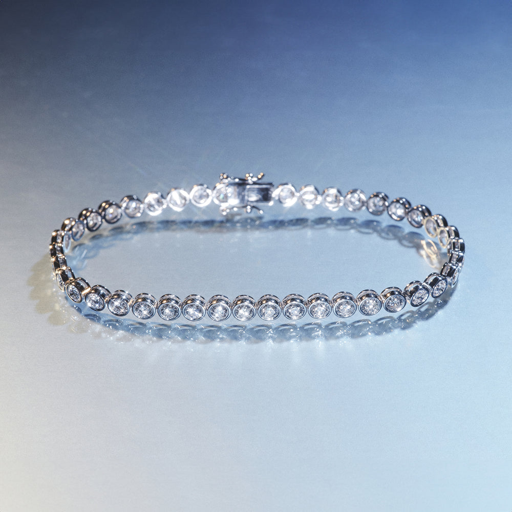 Diamond Tennis Bracelet Rub Over Style 1.00ct 9K White Gold
