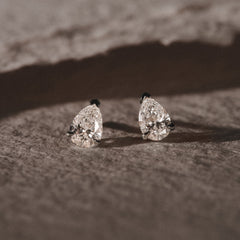 Fancy 1.00ct Pear Cut Lab Diamond Stud Earrings in 18K White Gold