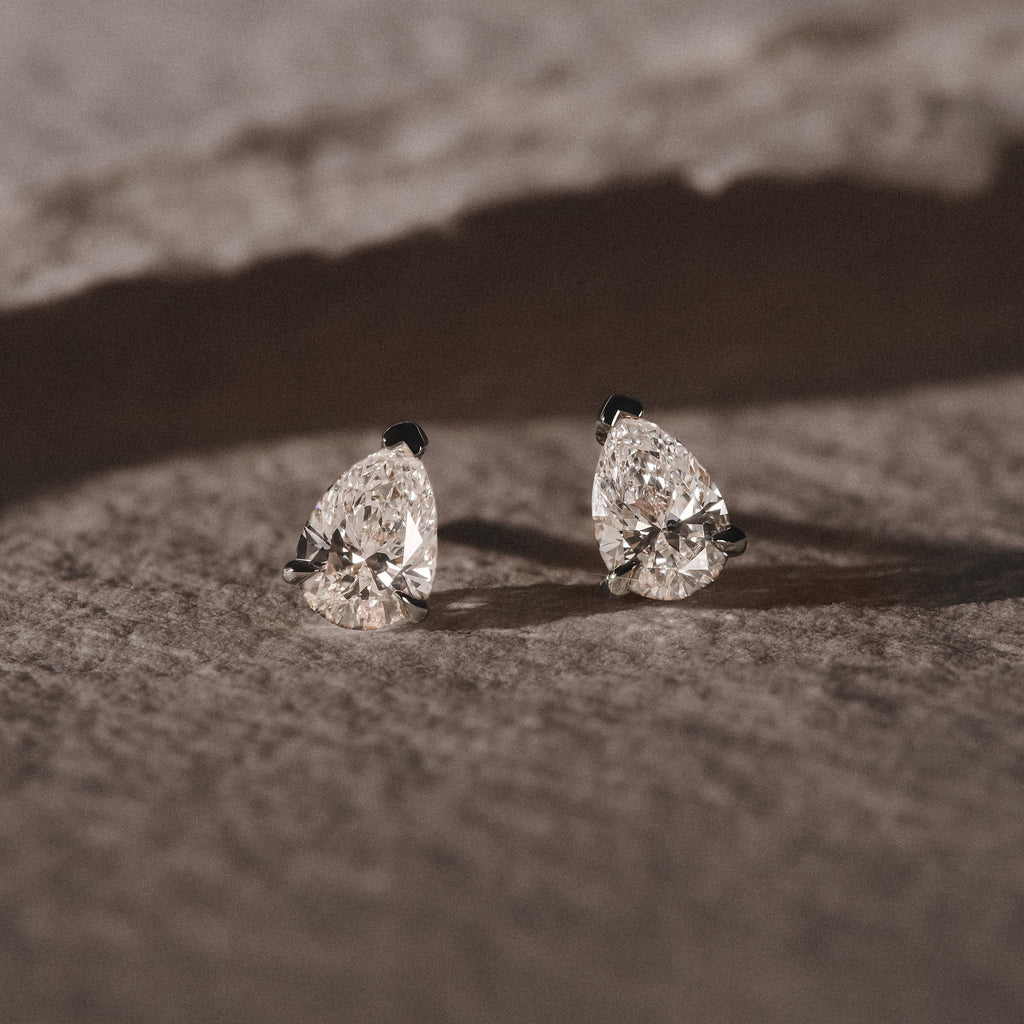 Fancy 1.00ct Pear Cut Lab Diamond Stud Earrings in Platinum