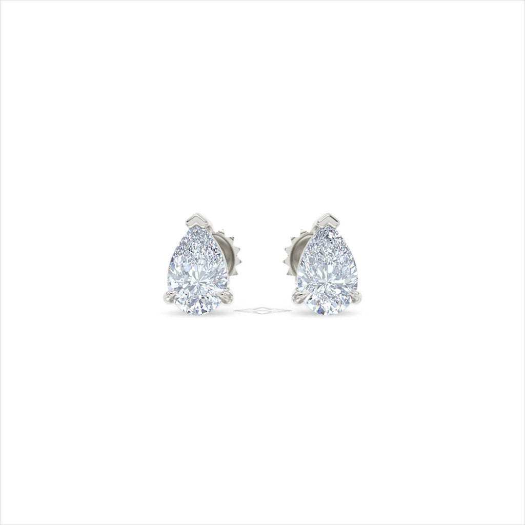 1.00ct Pear Cut Lab Diamond Stud Earrings in 18K White Gold