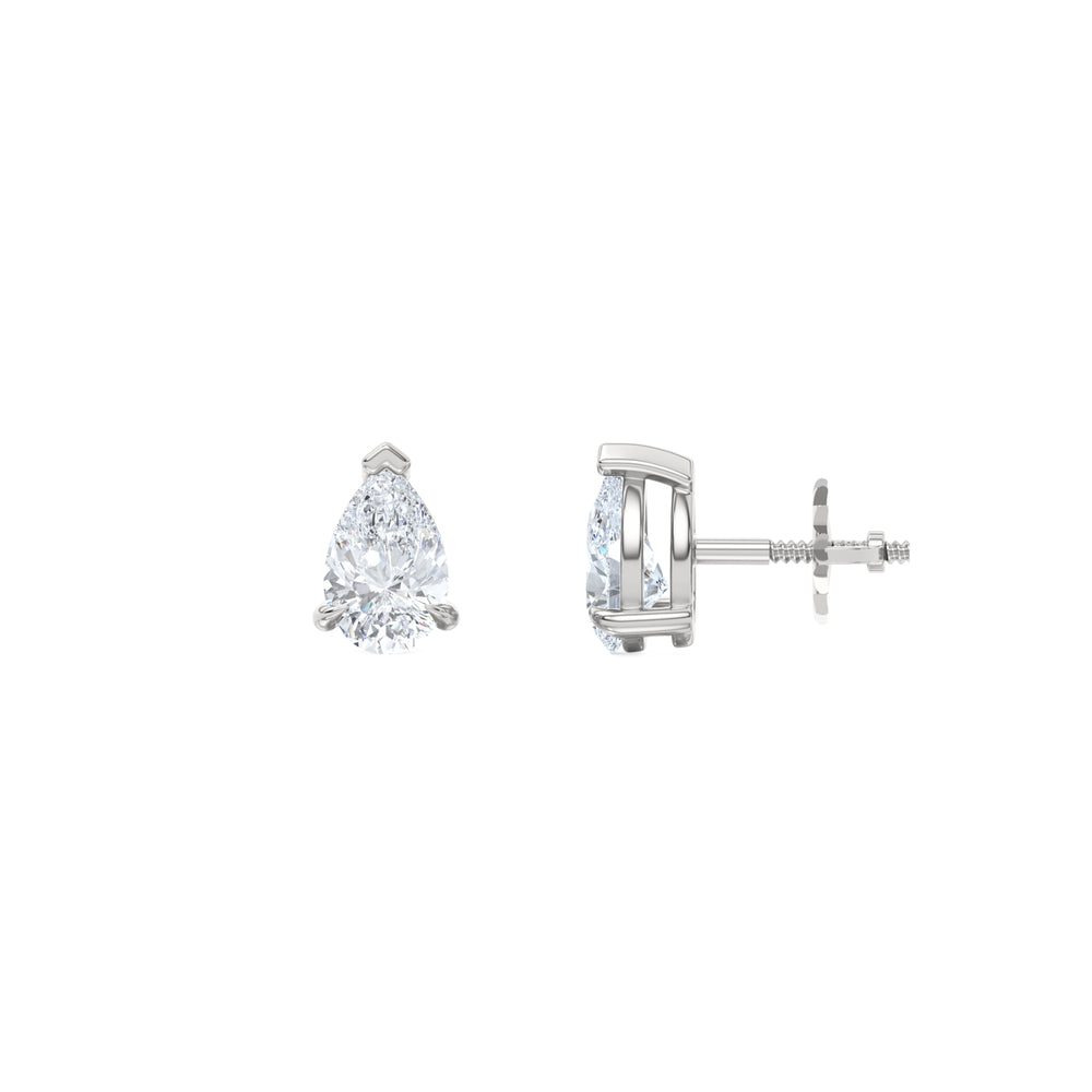 Fancy 1.00ct Pear Cut Lab Diamond Stud Earrings in 18K White Gold