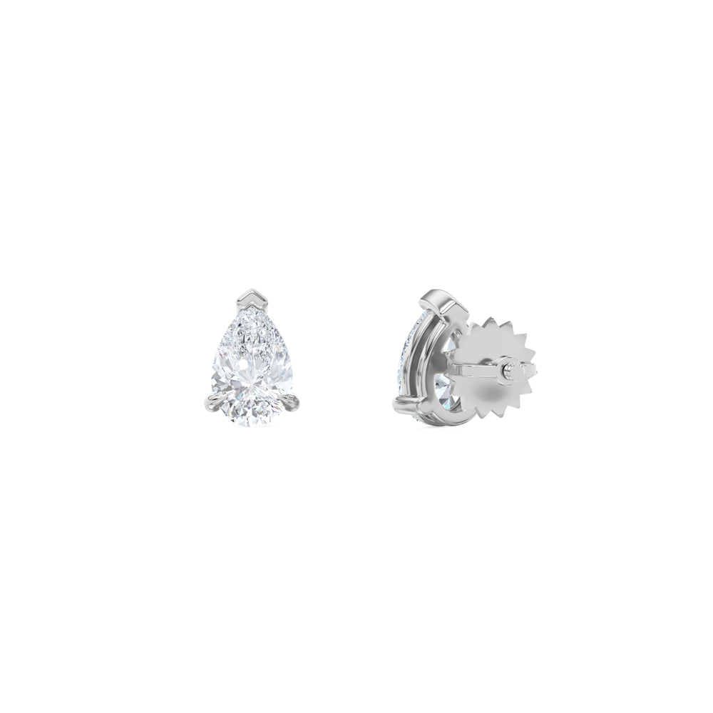 Fancy 1.00ct Pear Cut Lab Diamond Stud Earrings in Platinum
