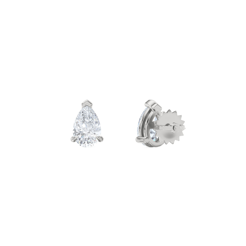 Fancy 1.00ct Pear Cut Lab Diamond Stud Earrings in Platinum