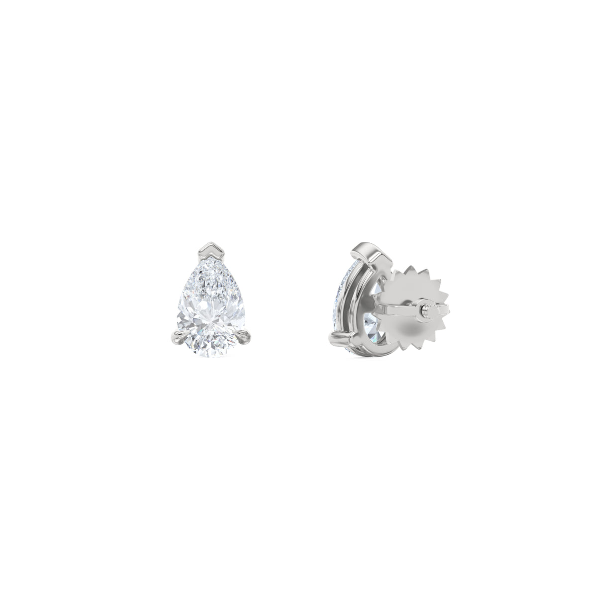 Fancy 1.00ct Pear Cut Lab Diamond Stud Earrings in Platinum