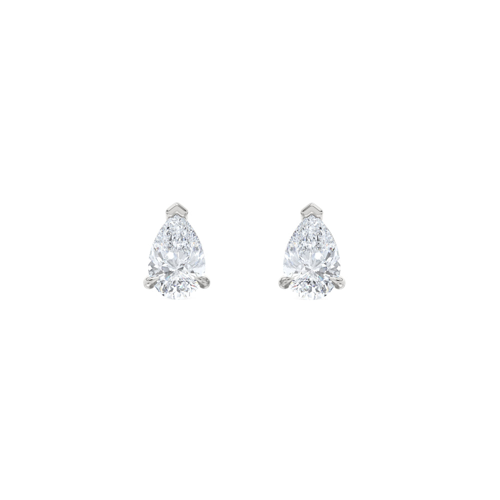 Fancy 1.00ct Pear Cut Lab Diamond Stud Earrings in 18K White Gold