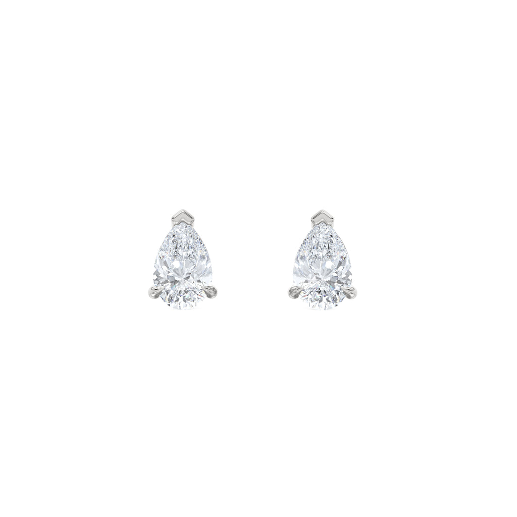 Fancy 1.00ct Pear Cut Lab Diamond Stud Earrings in 18K White Gold