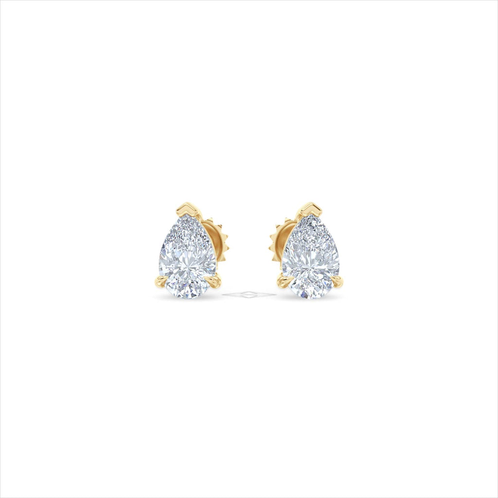 1.00ct Pear Cut Lab Diamond Stud Earrings in 18K Yellow Gold