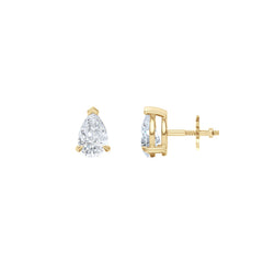 Fancy 1.00ct Pear Cut Lab Diamond Stud Earrings in 18K Yellow Gold