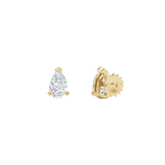 Fancy 1.00ct Pear Cut Lab Diamond Stud Earrings in 18K Yellow Gold