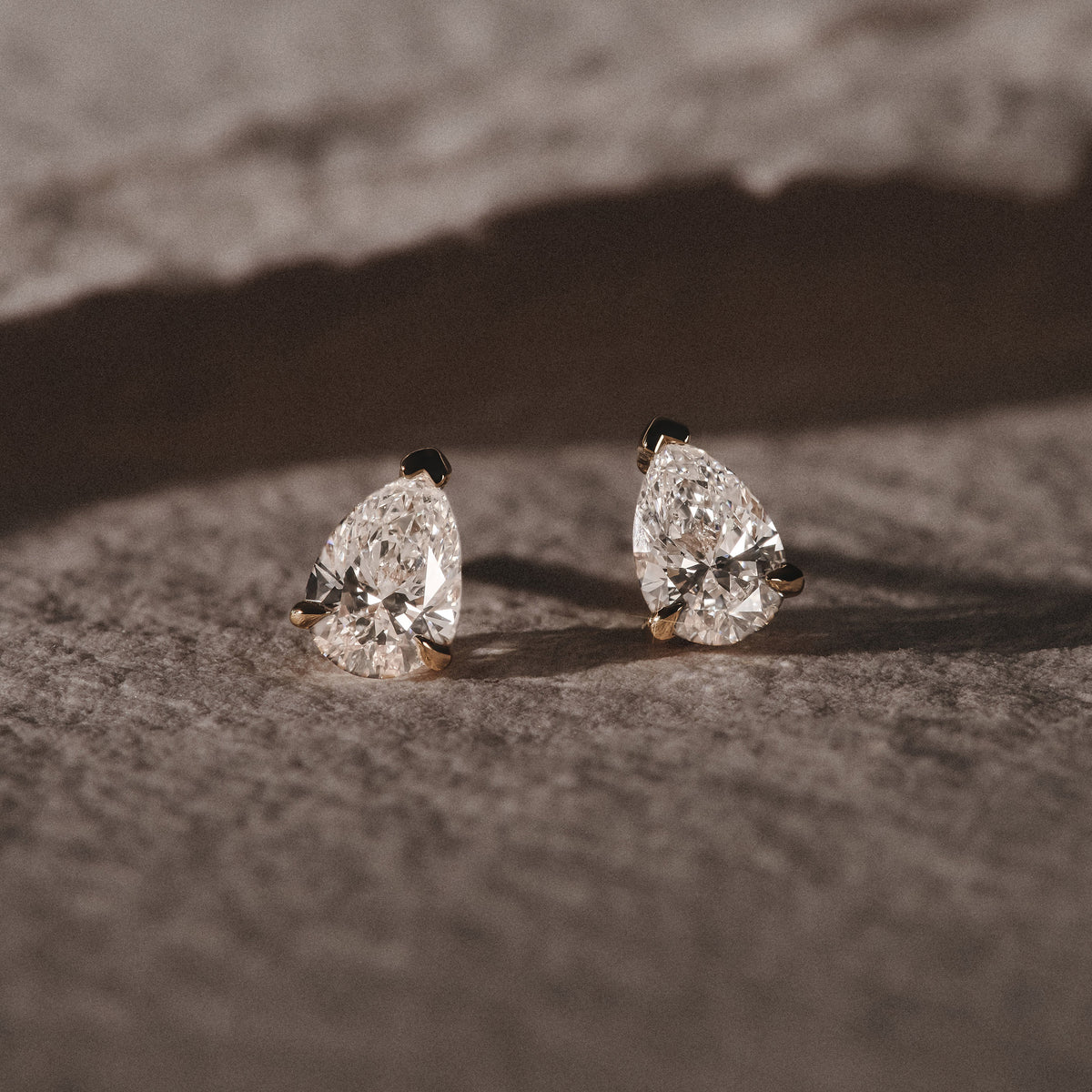 1.00ct Pear Cut Lab Diamond Stud Earrings in 18K Yellow Gold