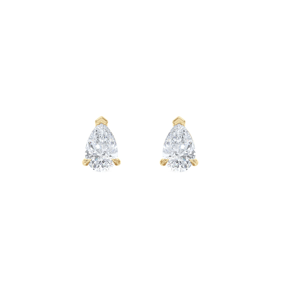 1.00ct Pear Cut Lab Diamond Stud Earrings in 18K Yellow Gold