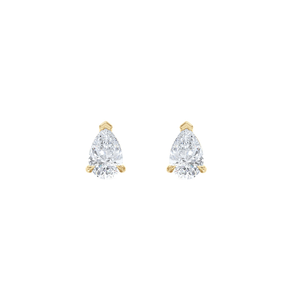 Fancy 1.00ct Pear Cut Lab Diamond Stud Earrings in 18K Yellow Gold