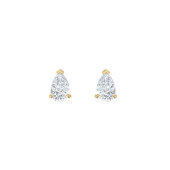 Fancy 1.00ct Pear Cut Lab Diamond Stud Earrings in 18K Yellow Gold