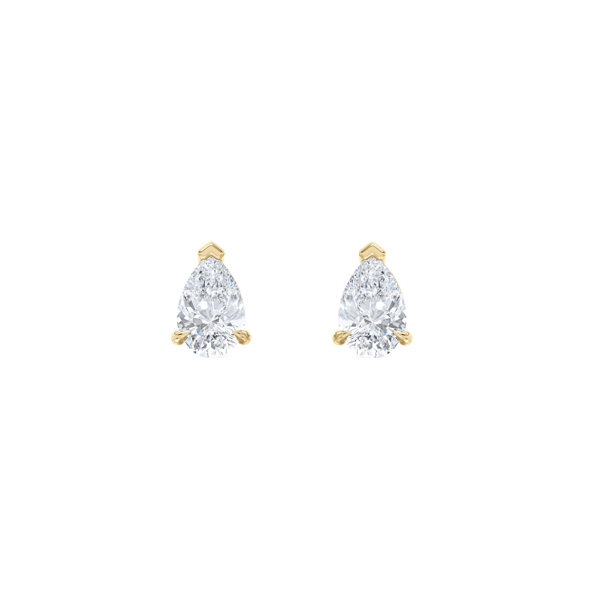 1.00ct Pear Cut Lab Diamond Stud Earrings in 18K Yellow Gold
