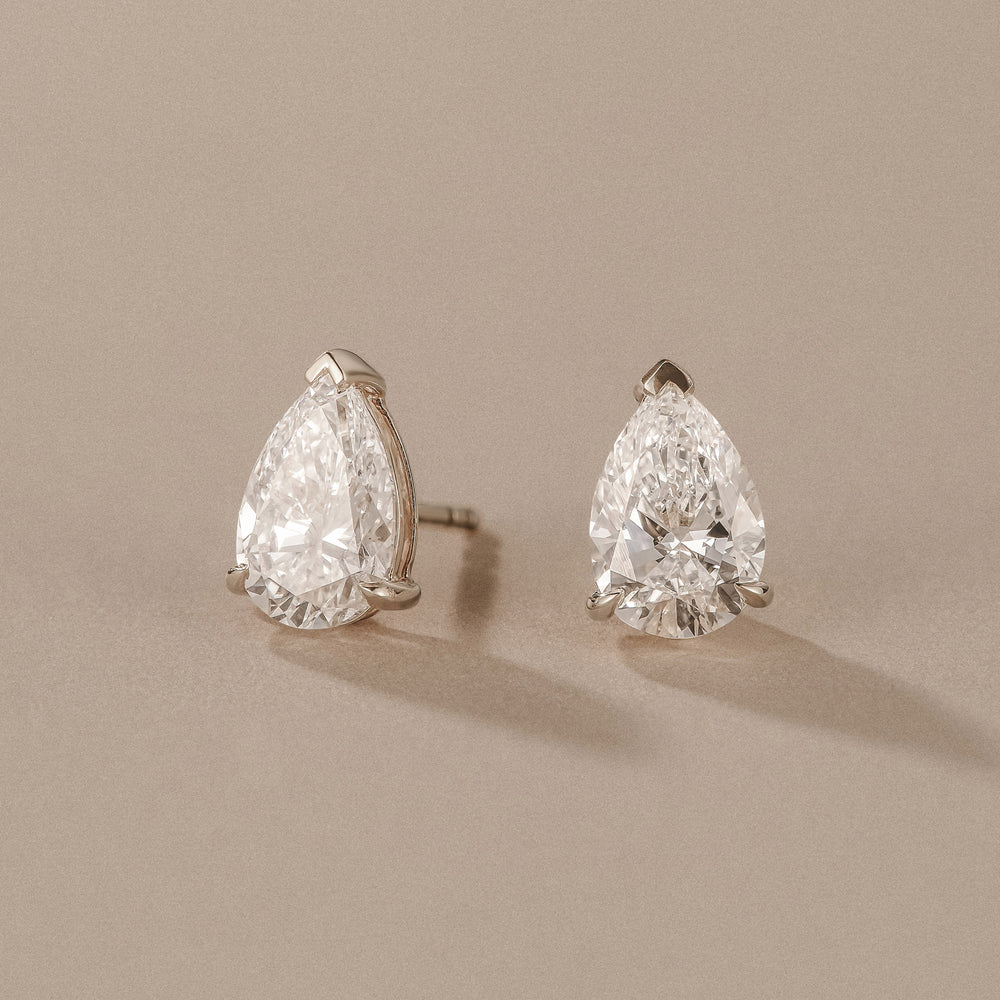 2.00ct Pear Cut Lab Diamond Stud Earrings in 18K White Gold