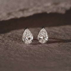 Fancy 2.00ct Pear Cut Lab Diamond Stud Earrings in 18K White Gold