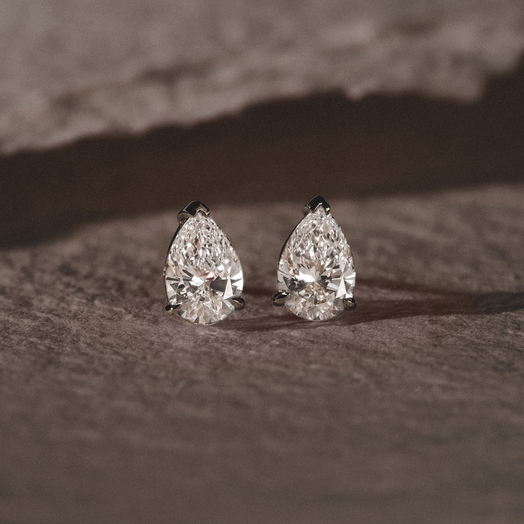 Fancy 2.00ct Pear Cut Lab Diamond Stud Earrings in Platinum