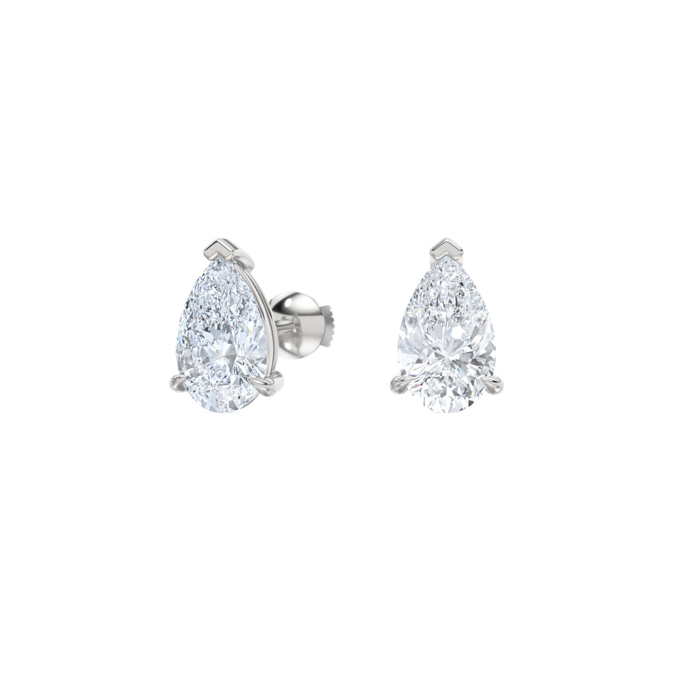 2.00ct Pear Cut Lab Diamond Stud Earrings in 18K White Gold