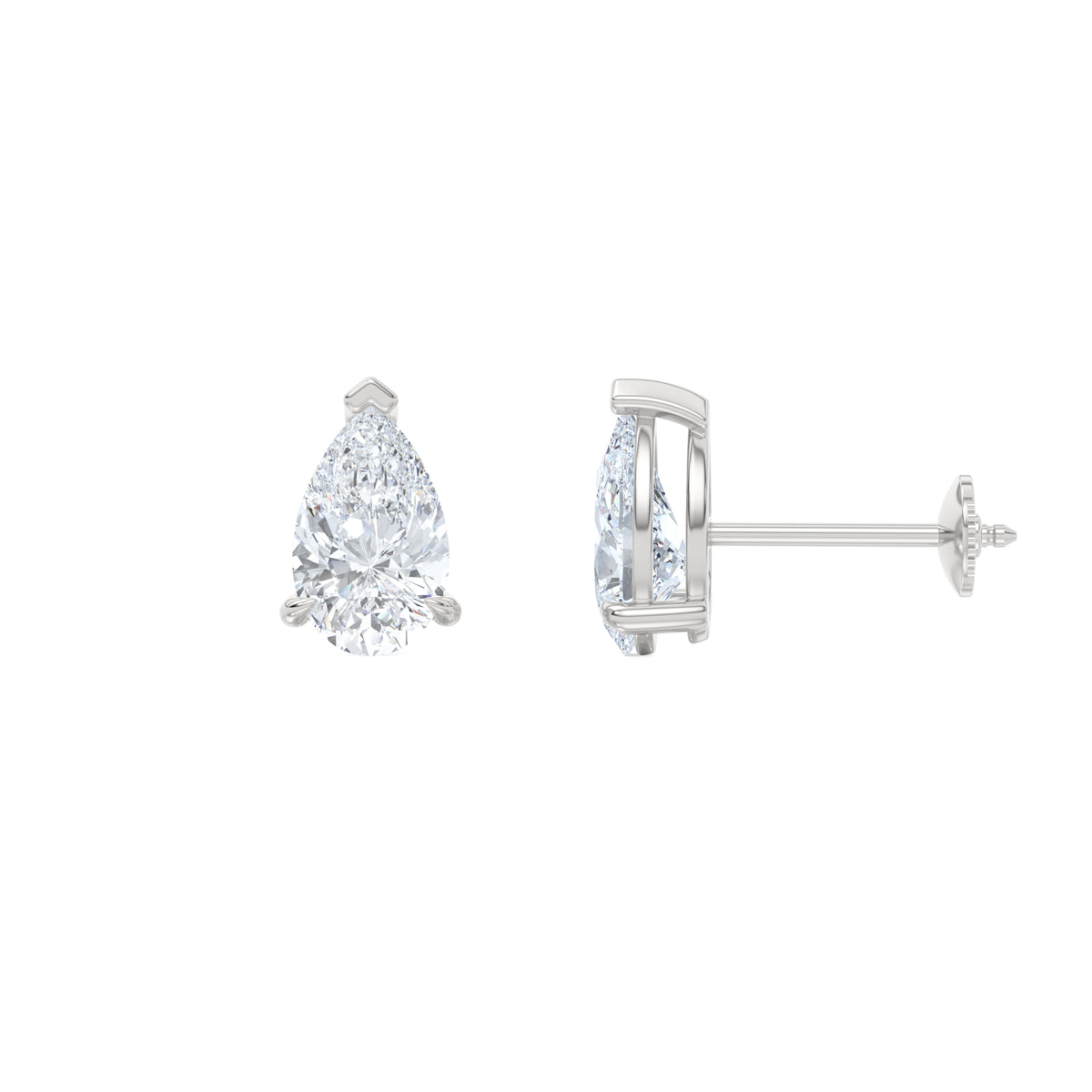 2.00ct Pear Cut Lab Diamond Stud Earrings in 18K White Gold
