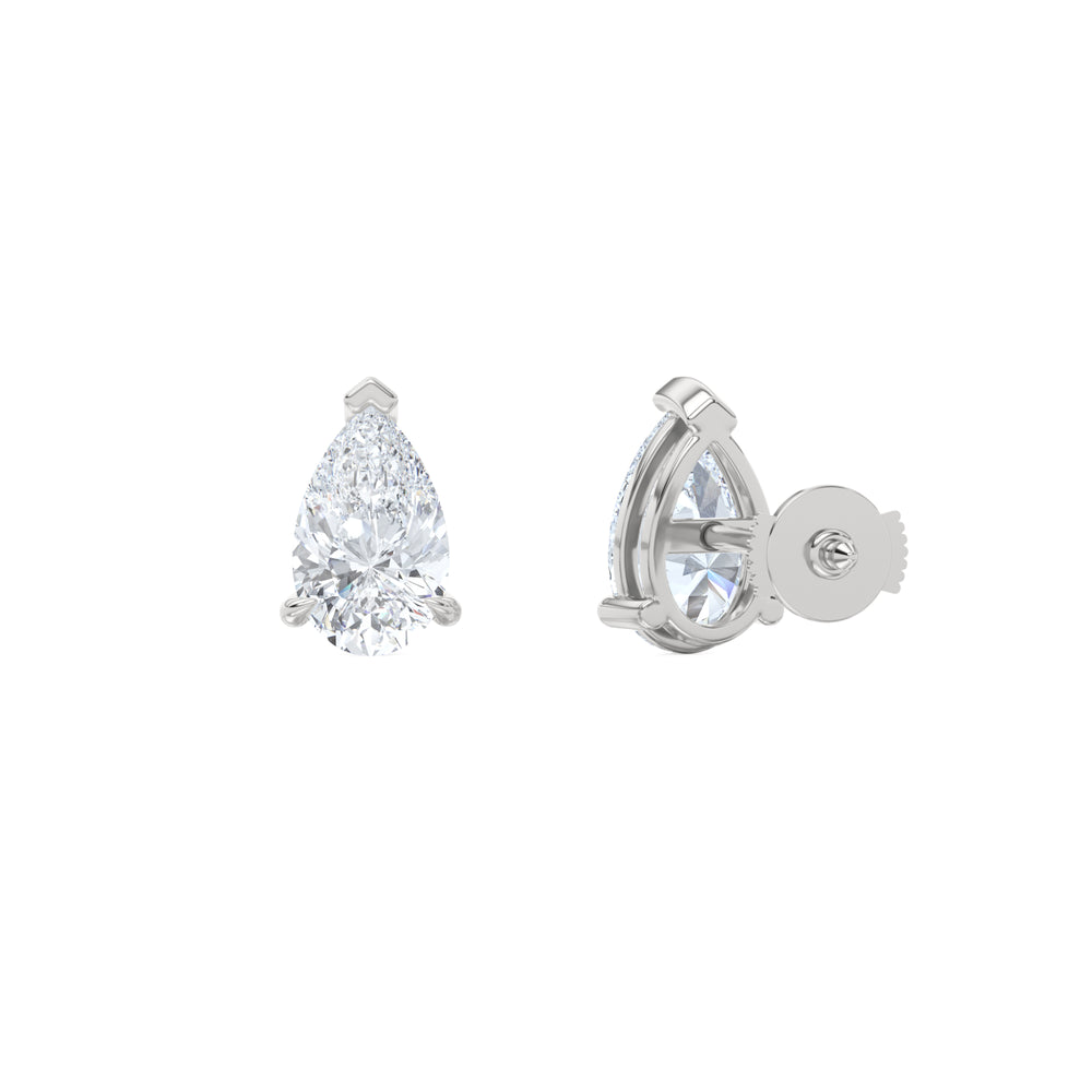 2.00ct Pear Cut Lab Diamond Stud Earrings in 18K White Gold