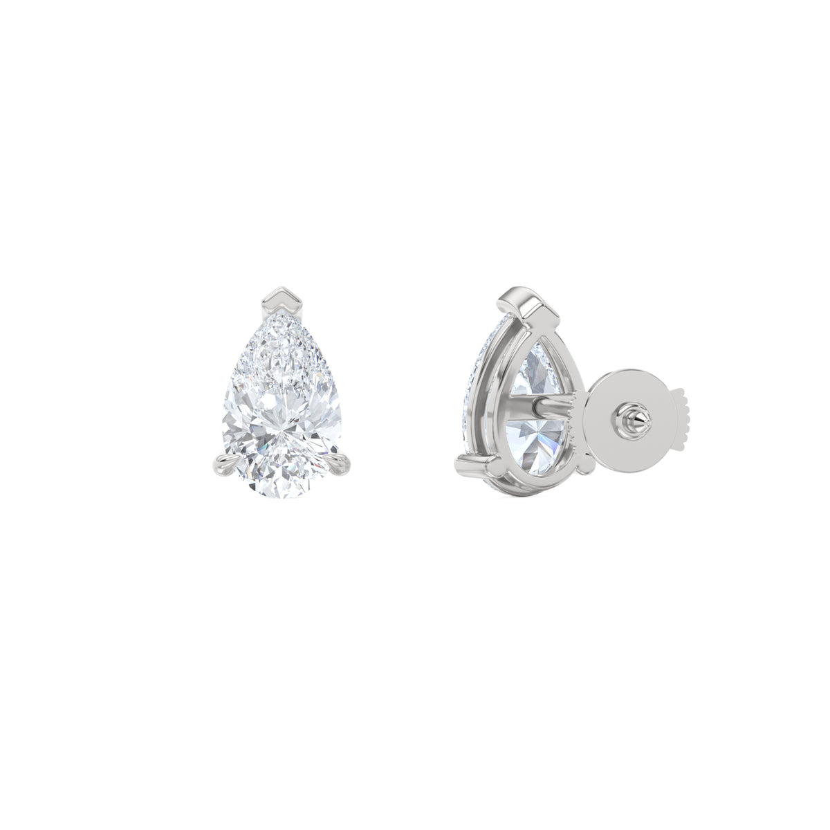 2.00ct Pear Cut Lab Diamond Stud Earrings in 18K White Gold