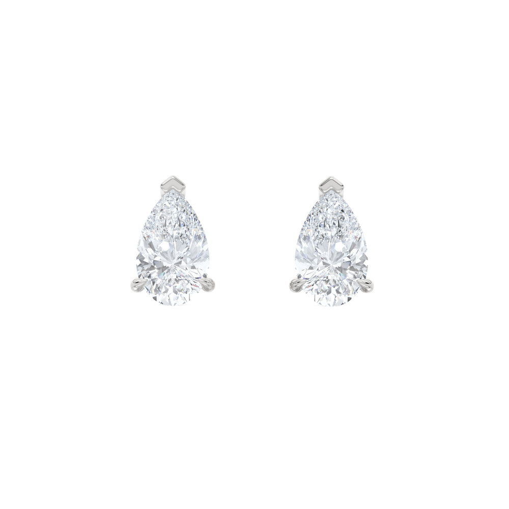 2.00ct Pear Cut Lab Diamond Stud Earrings in 18K White Gold