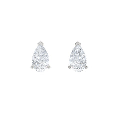 Fancy 2.00ct Pear Cut Lab Diamond Stud Earrings in 18K White Gold