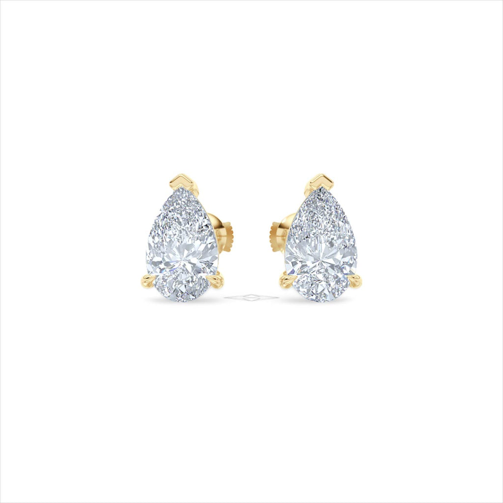 2.00ct Pear Cut Lab Diamond Stud Earrings in 18K Yellow Gold