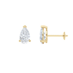 Fancy 2.00ct Pear Cut Lab Diamond Stud Earrings in 18K Yellow Gold