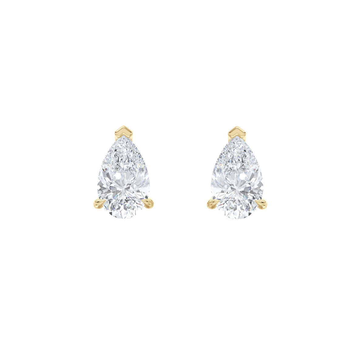 2.00ct Pear Cut Lab Diamond Stud Earrings in 18K Yellow Gold