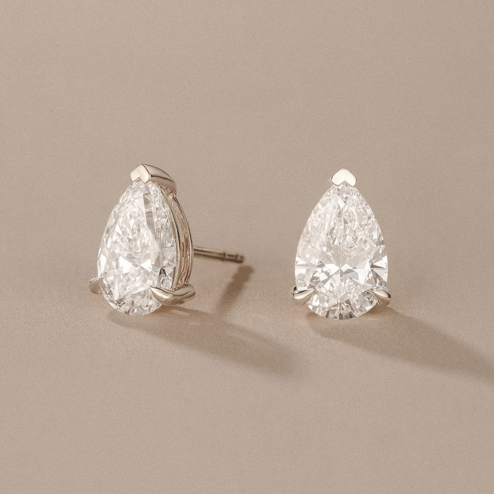 3.00ct Pear Cut Lab Diamond Stud Earrings in 18K White Gold