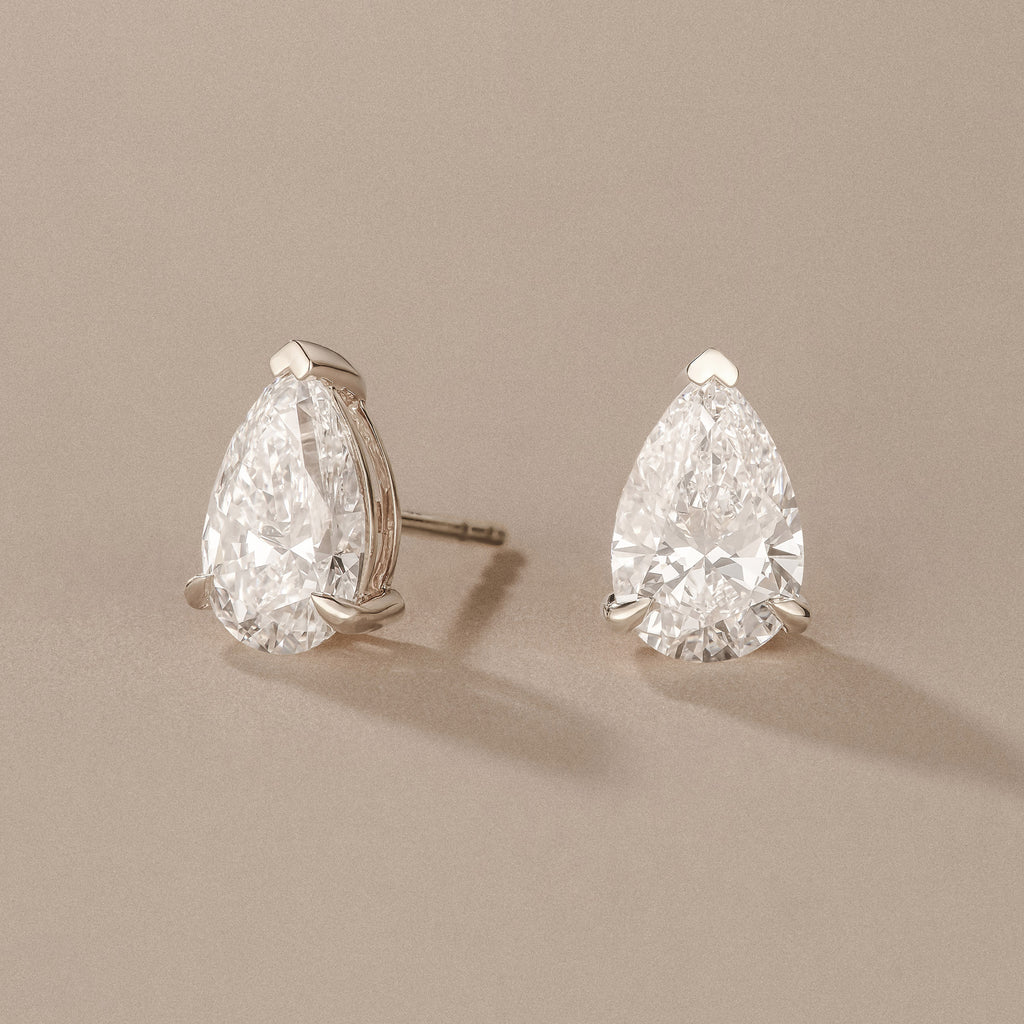 Fancy 3.00ct Pear Cut Lab Diamond Stud Earrings in Platinum