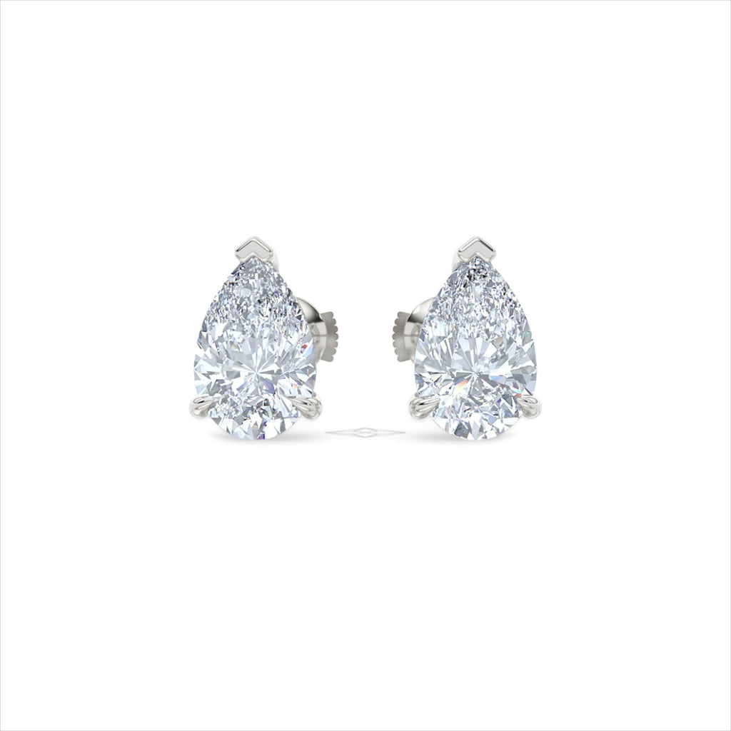 3.00ct Pear Cut Lab Diamond Stud Earrings in 18K White Gold
